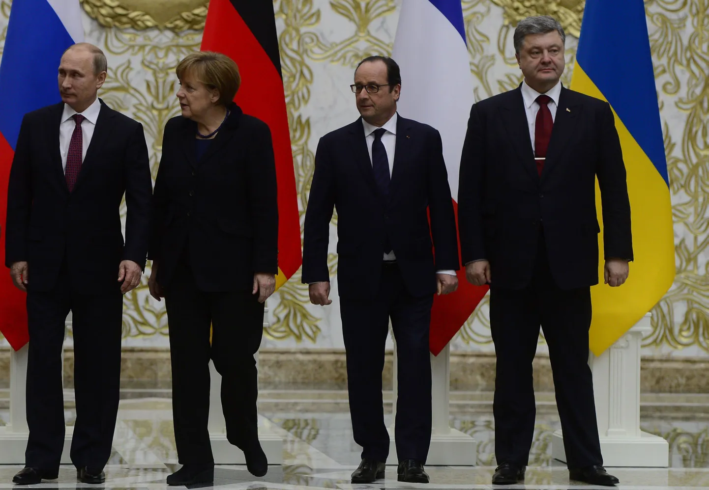(Vasakult paremale)Vladimir Putin, Angela Merkel, François Hollande ja Petro Porošenko selle aasta veebruaris