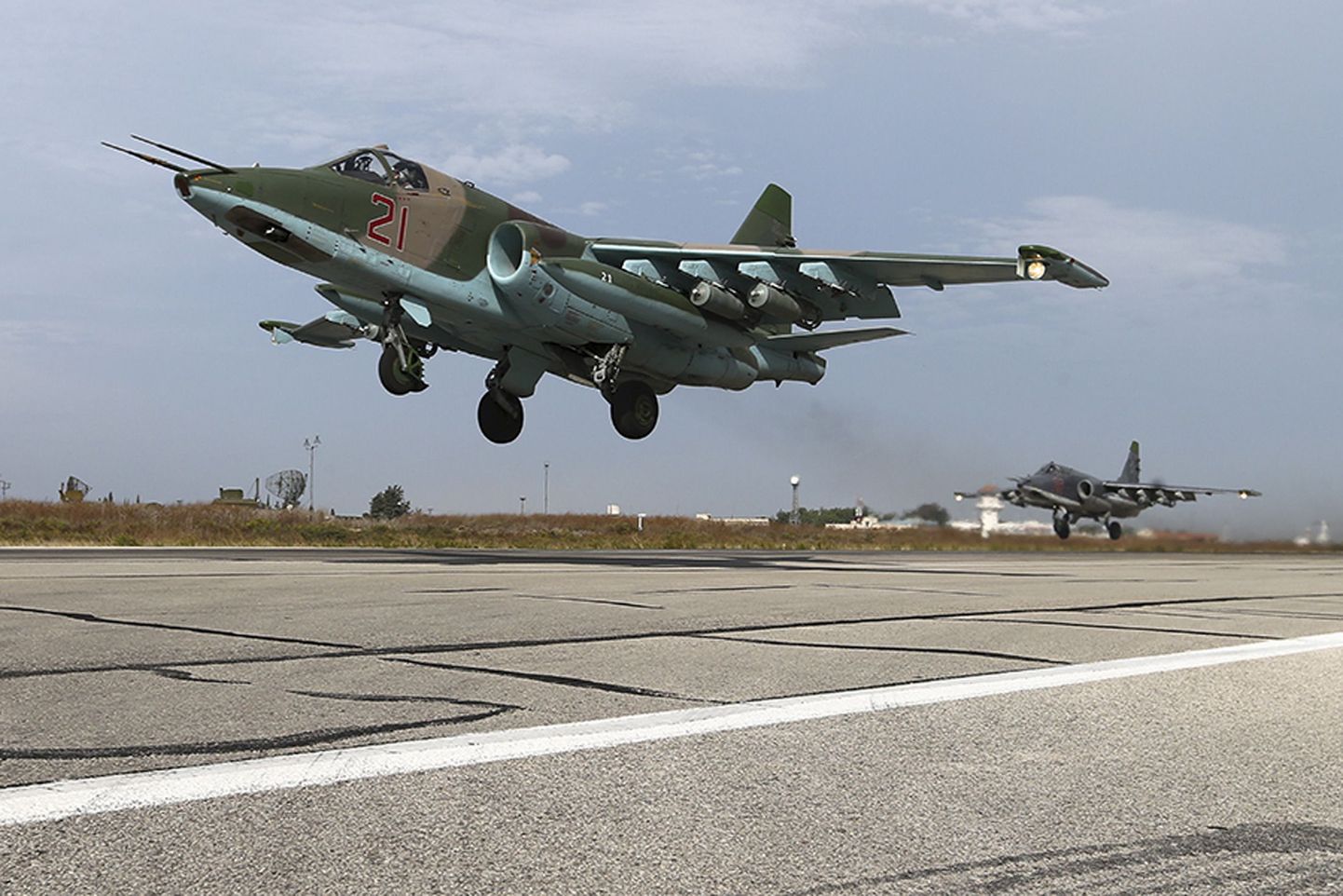 Hävitaja Sukhoi Su-25 Süürias õhku tõusmas.