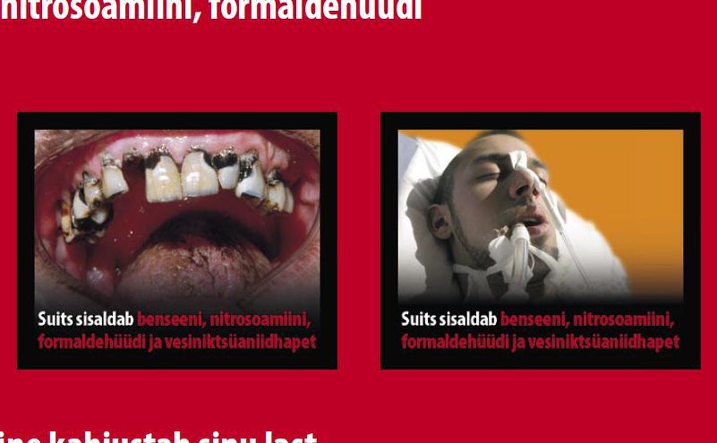 Fragment Euroopa Komisjoni veebilehelt. Pildil sigaretipakkidele mõeldud pilthoiatused.