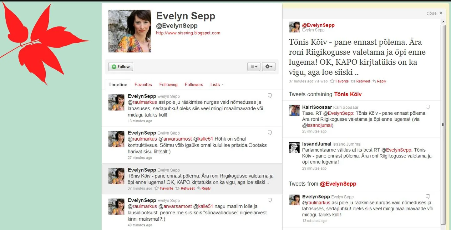 Evelyn Sepa Twitteri konto