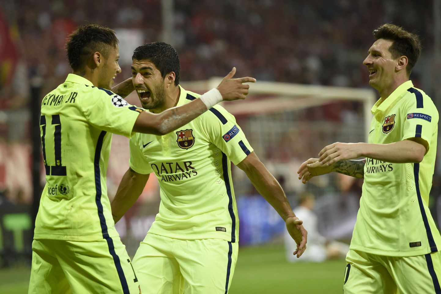 Neymar (vasakul), Luis Suarez ja Lionel Messi.