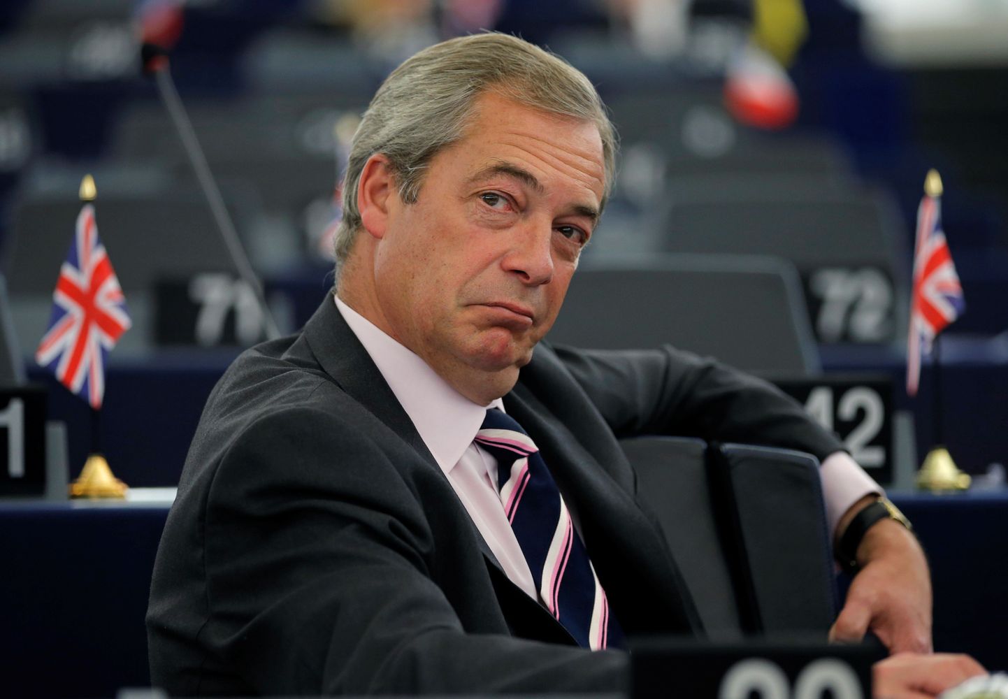 Nigel Farage europarlamendi Strasbourgi plenaarsaalis.