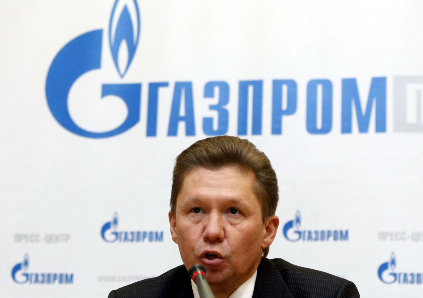 Gazpromi juhatuse esimees Aleksei Miller pressikonverentsil Moskvas.