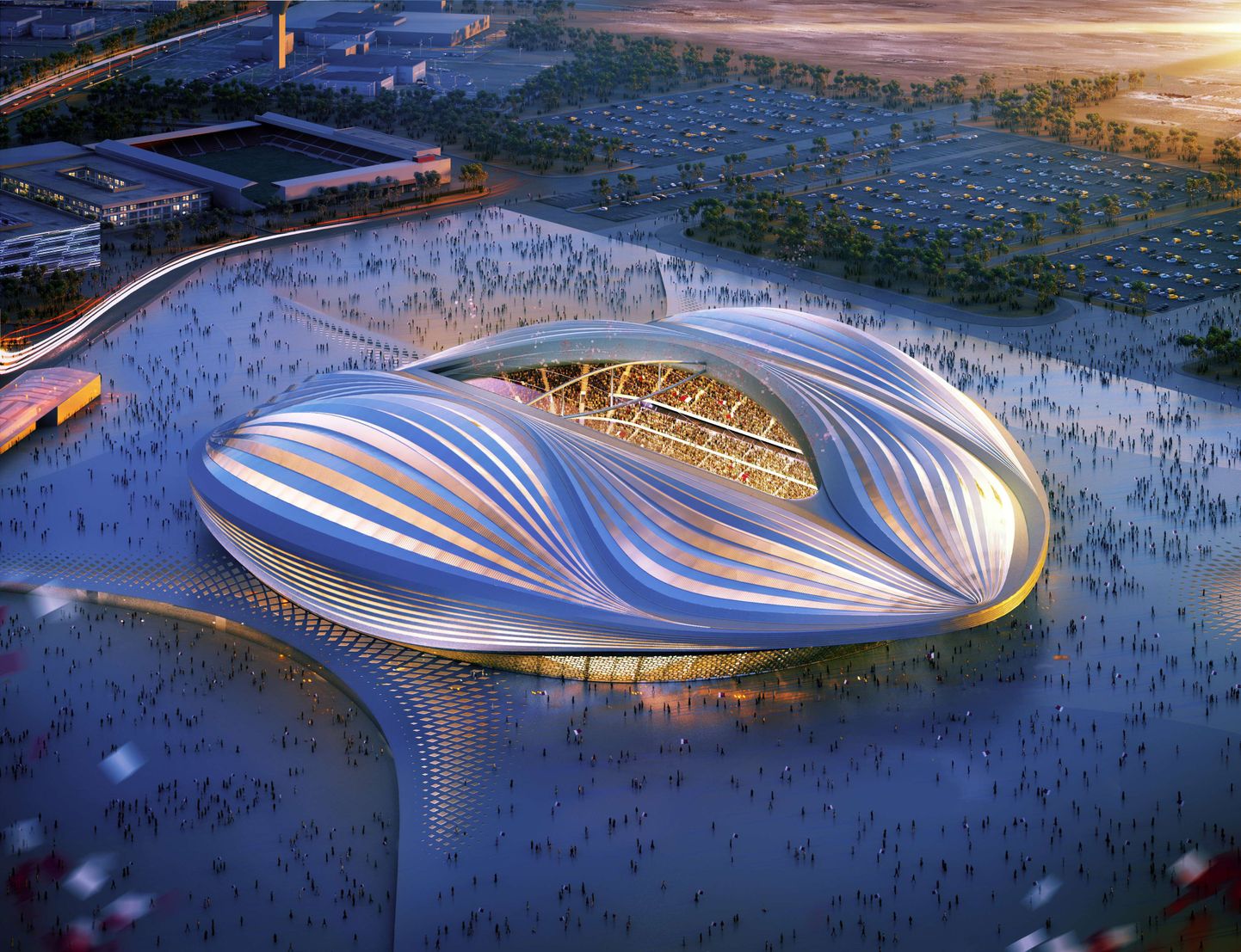 Эскиз стадиона Al-Wakrah (Аль-Вакра) в Катаре, на котором планируется проводить матчи ЧМ-2022.