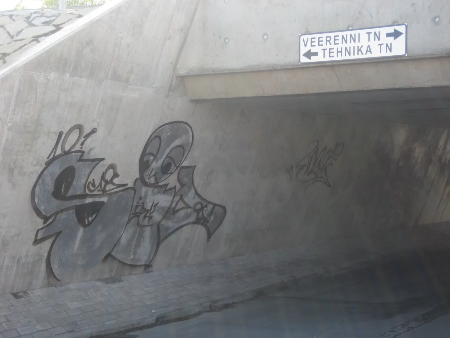 Veerenni-Tehnika tänava jalakäijate tunnelis on puhastamise jälgi küll näha, kuid ka grafiti on täiesti olemas.