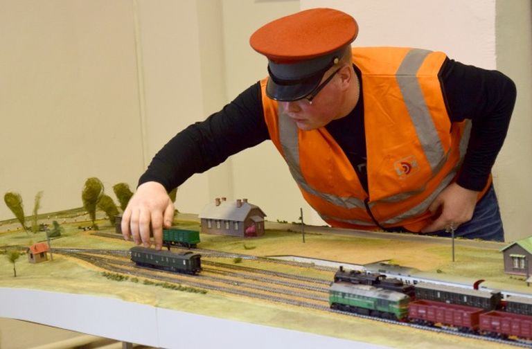 Модели поездов в железнодорожном музее в Риге