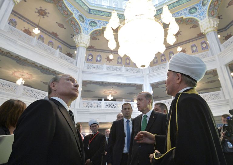 Recep Tayyip Erdoğan ja Vladimir Putin Moskvas mošee avamisel. Foto: Scanpix