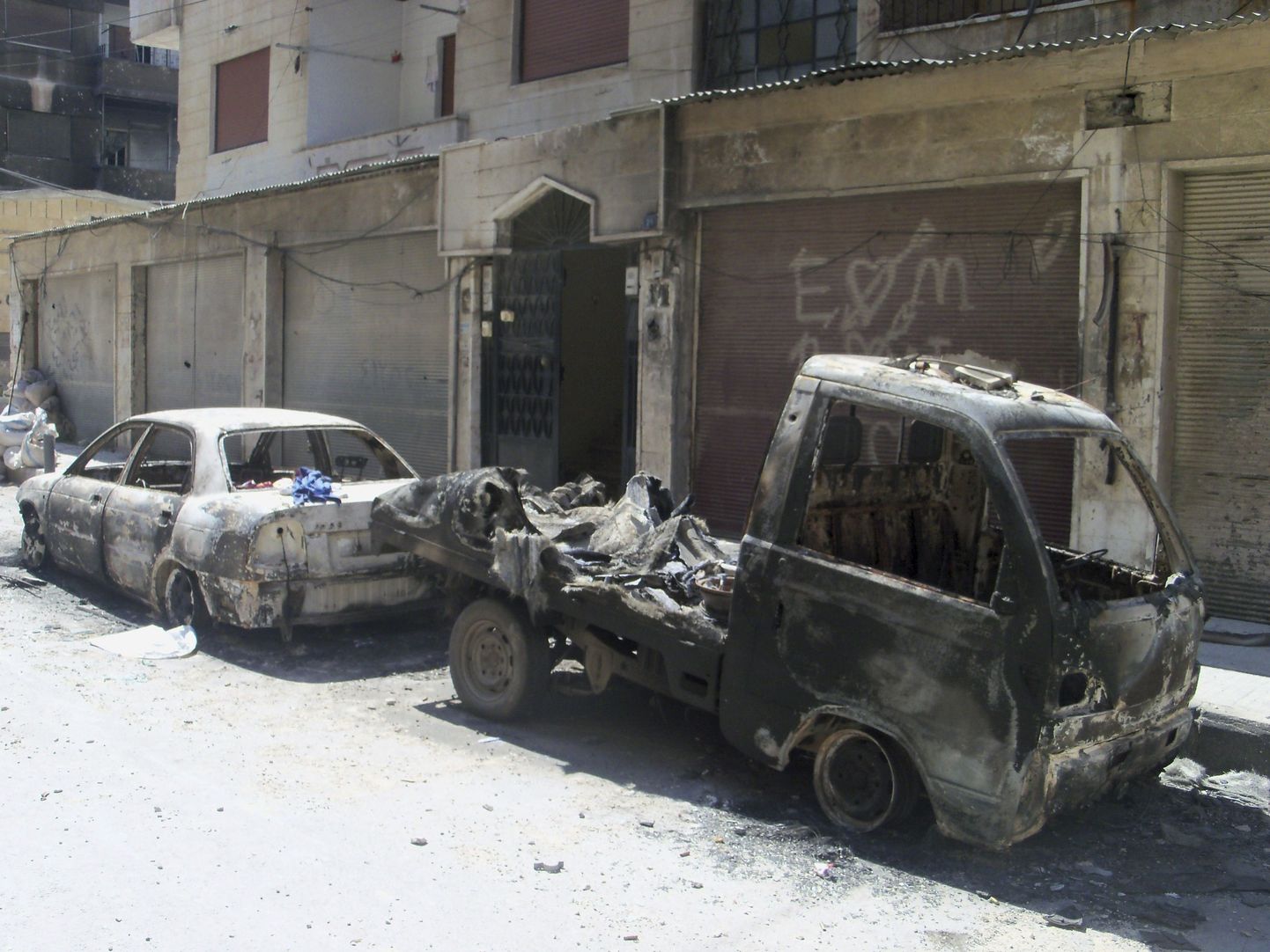 Tänavapilt Homsist Süüriast, mis on tehtud 24. aprilil 2012.