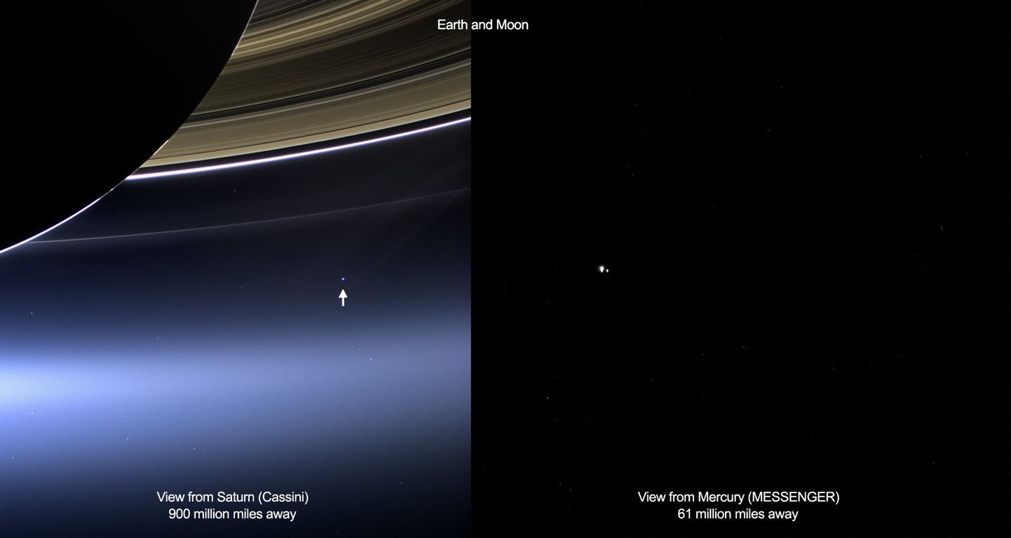 Вид на Землю с Сатурна и Меркурия