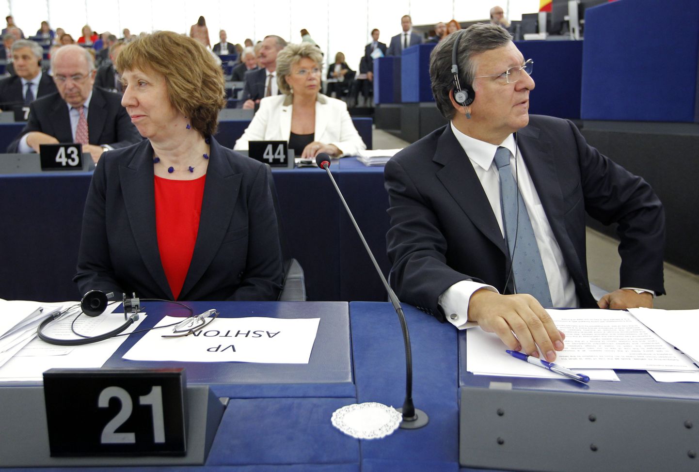 Euroopa Liidu välisasjade ja julgeolekupoliitika kõrge esindaja Catherene Ashton ja Euroopa komisjoni president Jose Manuel Barroso.