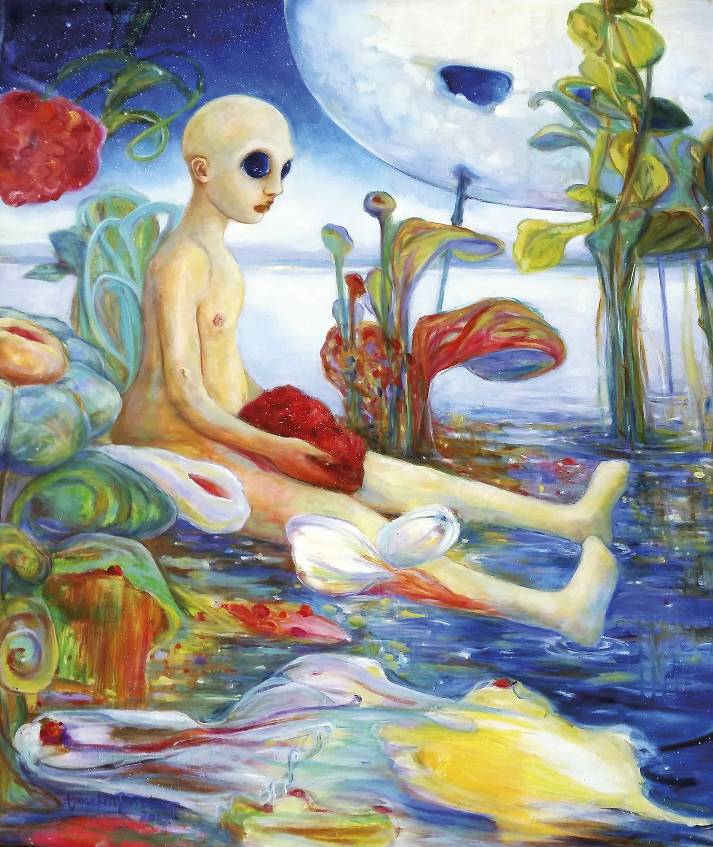 Rootsi kunstniku Annika Forstorpi maal "Murtud süda ehk tulnukas paradiisis".