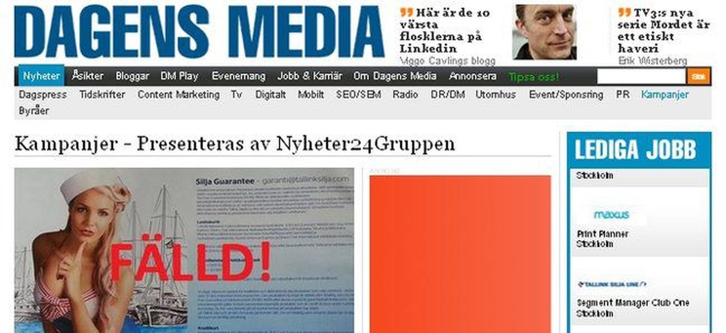 Номер шведской газеты со спорной рекламой.