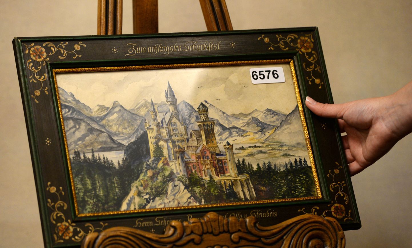 Adolf Hitleri loodud Neuschwansteini lossi kujutav akvarell.