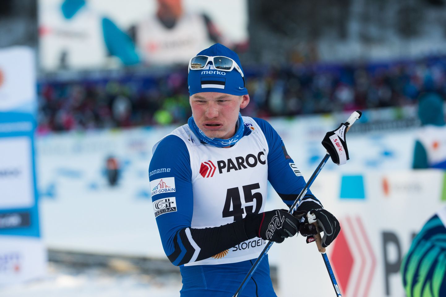 Karel Tammjärv Lahti MMi suusavahetusega sõidus.