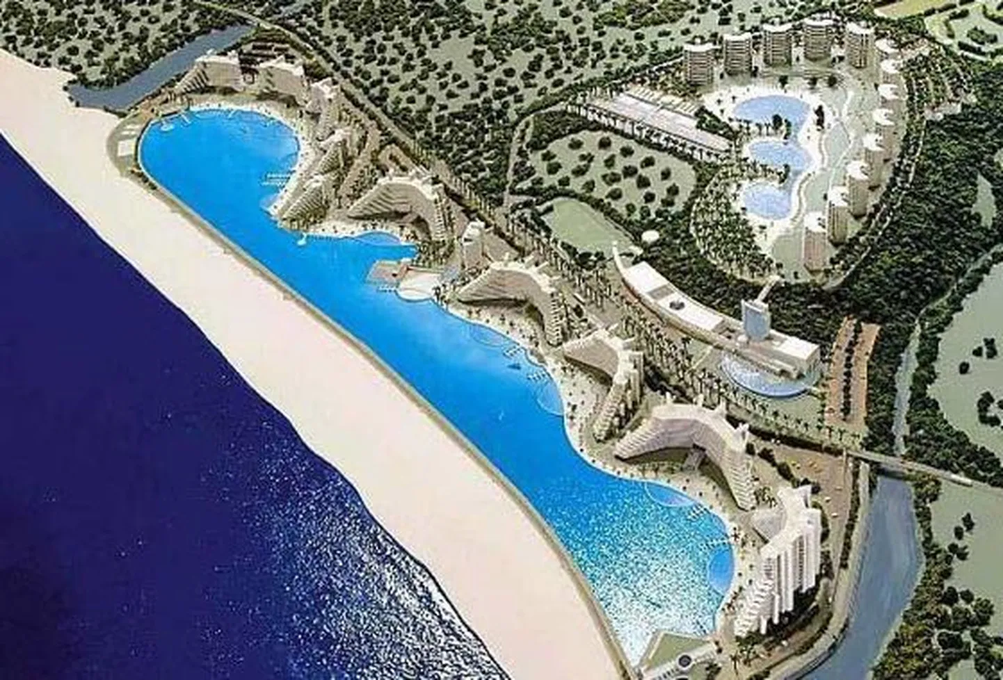 San Alfonso del Mar’i bassein asub suure hotellikompleksi ees.