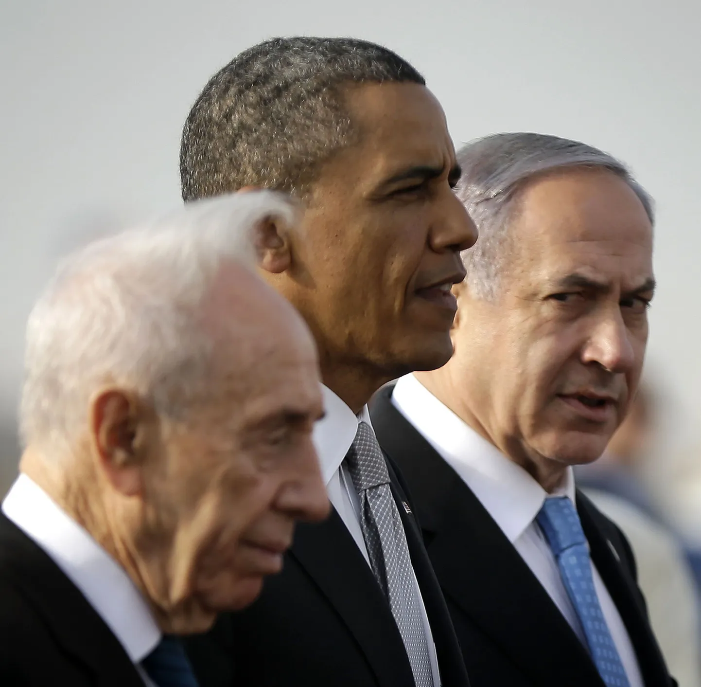 Vasakult paremale: Shimon Peres, Barack Obama ja Benjamin Netanyahu tänavu märtsis Iisraelis Tel Avivis.