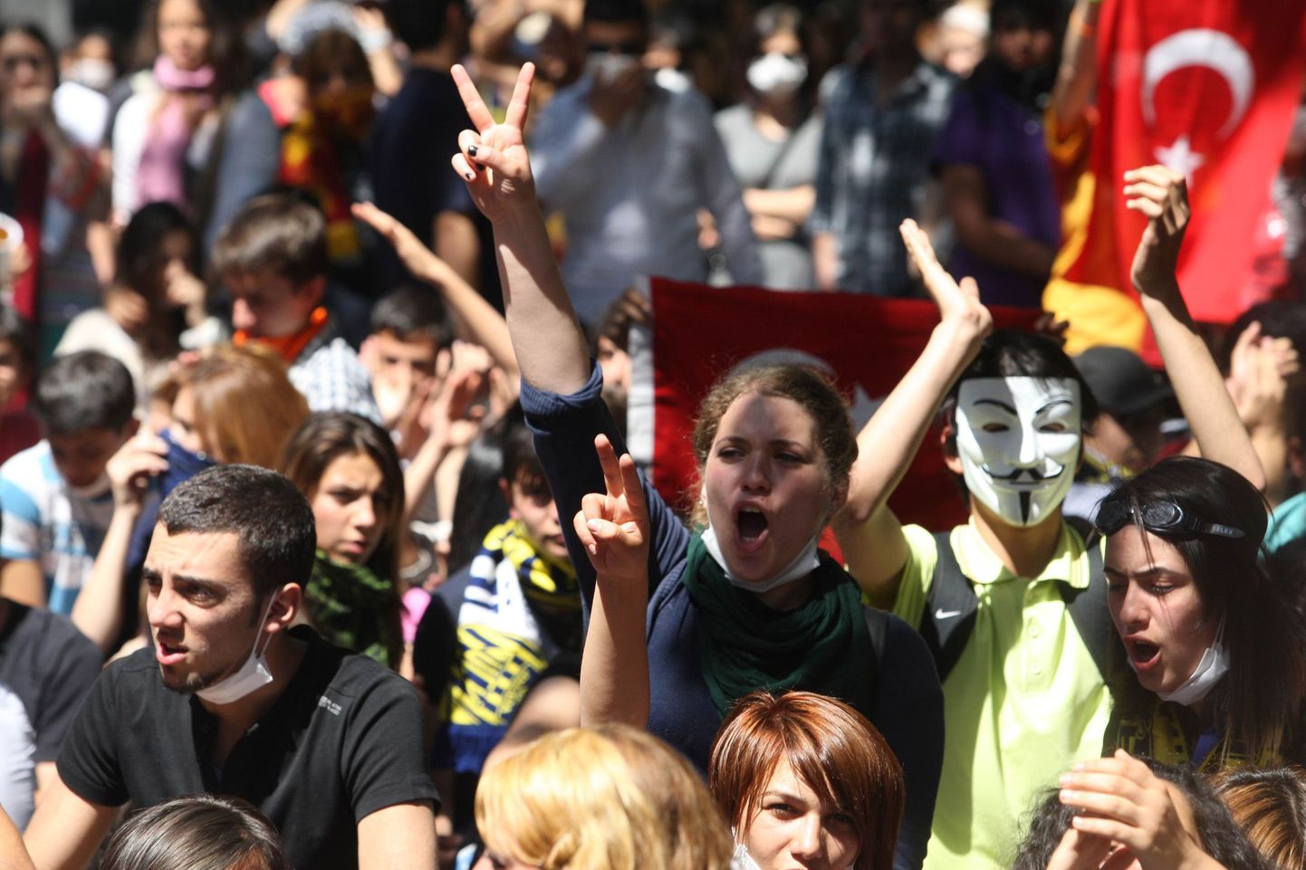 Valitsusvastaseid sõnumeid edastavad meeleavaldajad Ankaras.