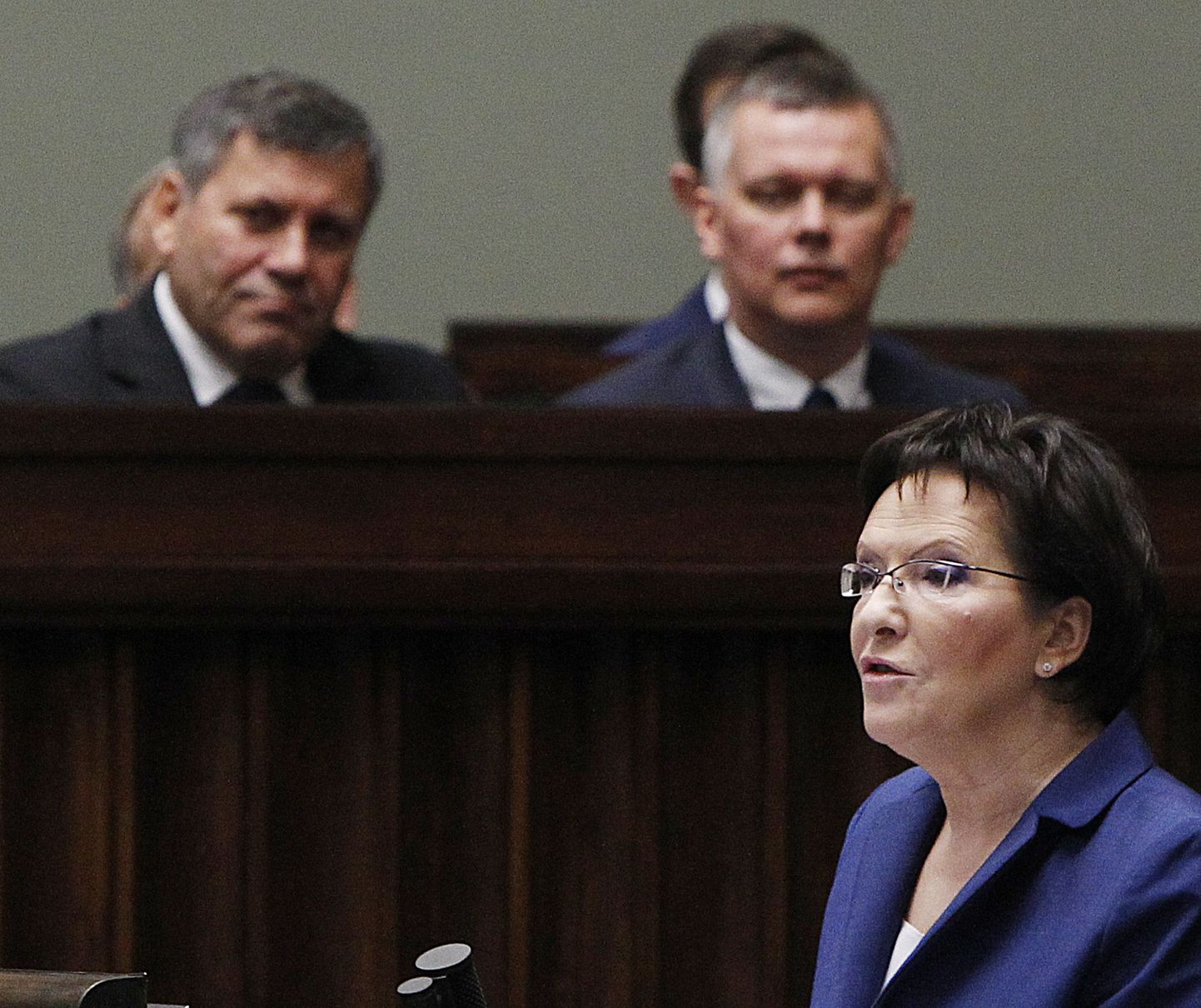 Poola uus peaminister Ewa Kopacz kõnet pidamas.