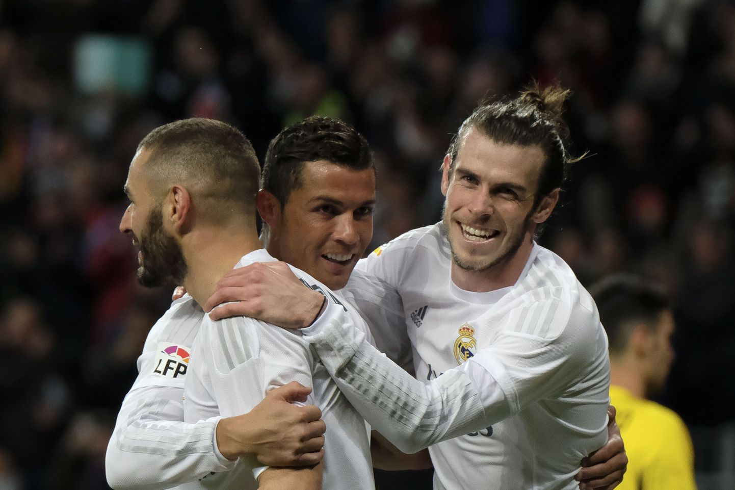 Gareth Bale (paremalt), Cristiano Ronaldo ja Karim Benzema.