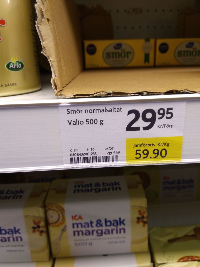 Valio või hind Rootsis.