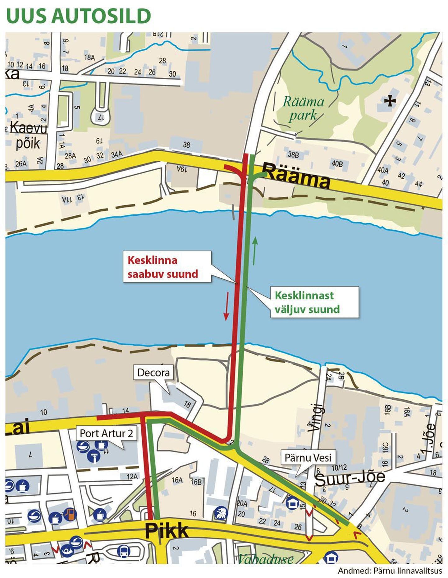 Pärnu linnavolikogu otsustas algatada Raba-Laia tänava silla detailplaneeringu, mille käigus uuritakse varianti lõpetada kavandatavalt sillalt tulev tee Laial tänaval politseimaja juures.