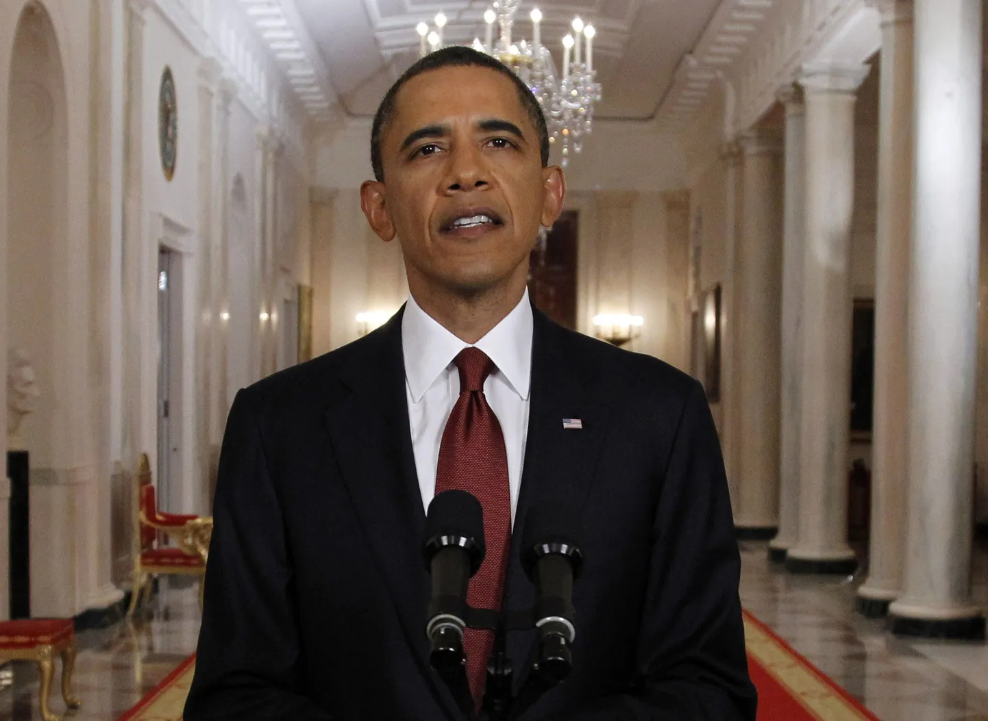 Барак Обама после обращения к нации по поводу уничтожения бин Ладена.