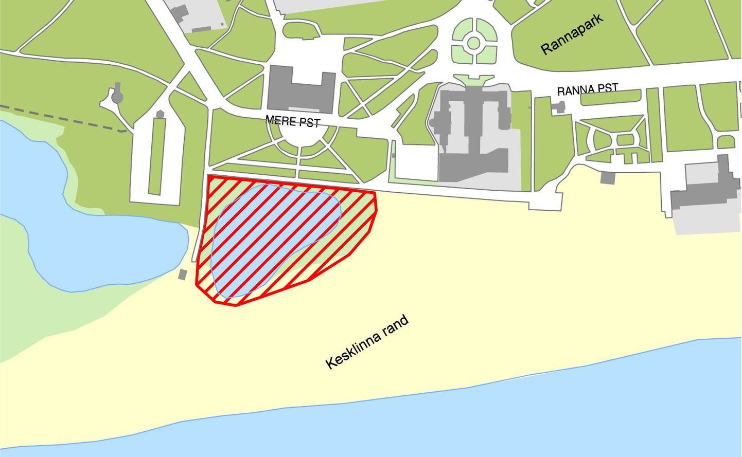 Pärnu linn kavatseb laindada supelranda punasega viirutatud alal.