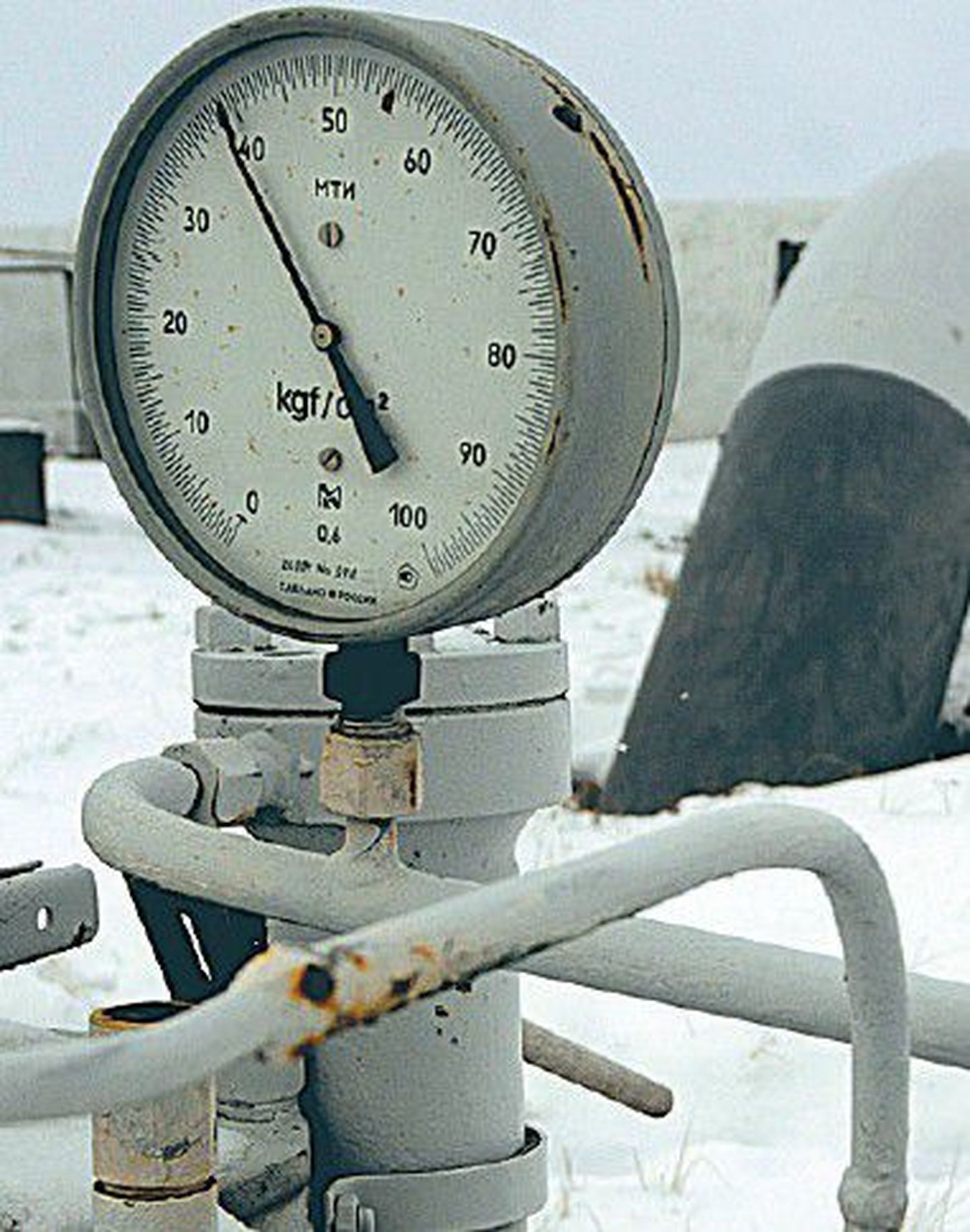 Ukraina pealinna Kiievi lähedal Bojarka külas asuv lumine gaasitransiidipunkt laupäeval.