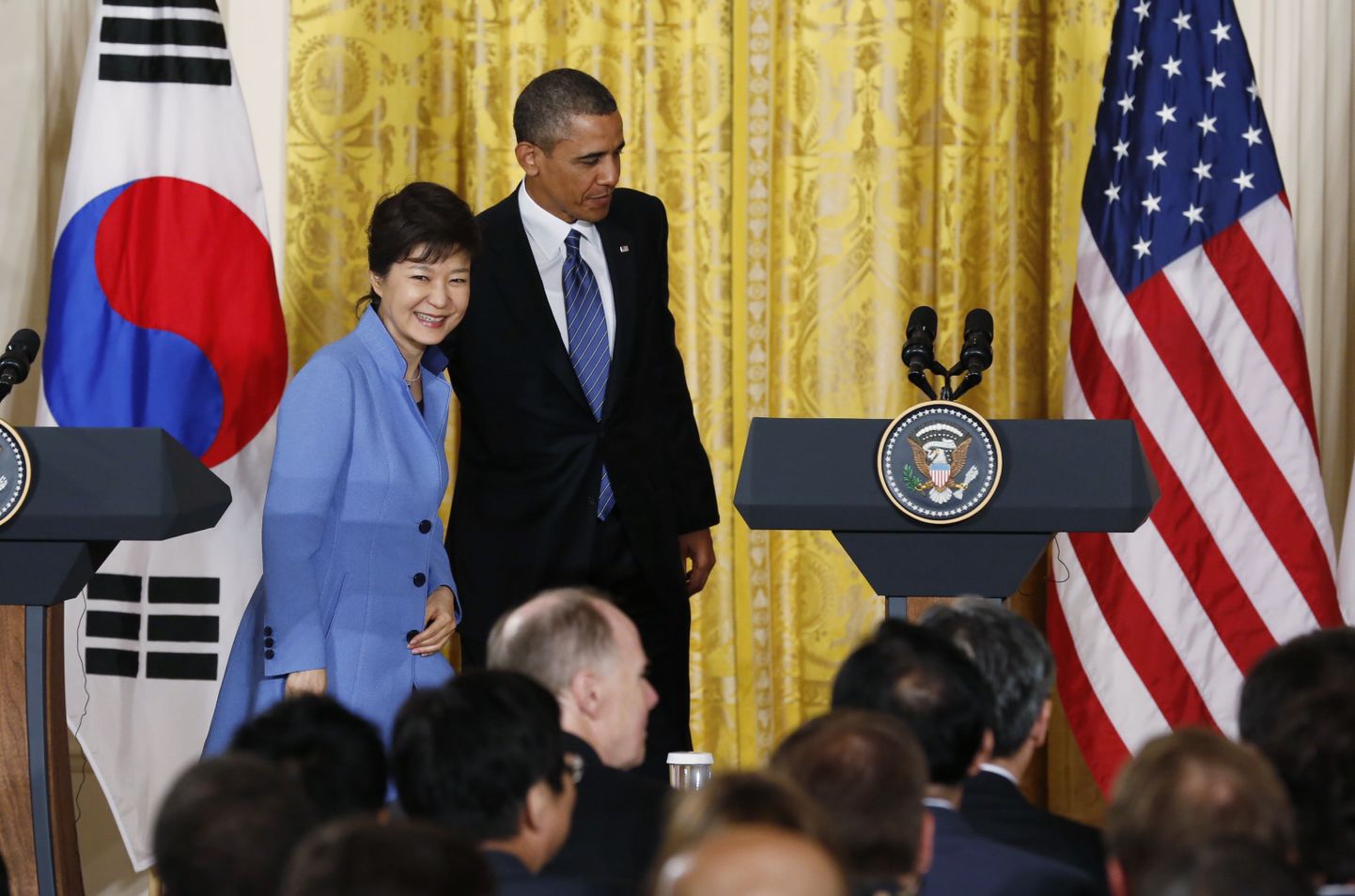 USA president Barack Obama and Lõuna-Korea president Park Geun-hye  lõpetavad pressikonverentsi Valges Majas.