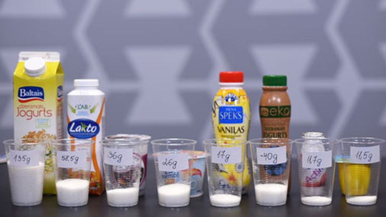 Piena produkti atšķiras pēc pievienotā cukura daudzuma. Parasti jogurtiem pievieno ap 10-15 gramiem cukura uz 100 gramiem. 