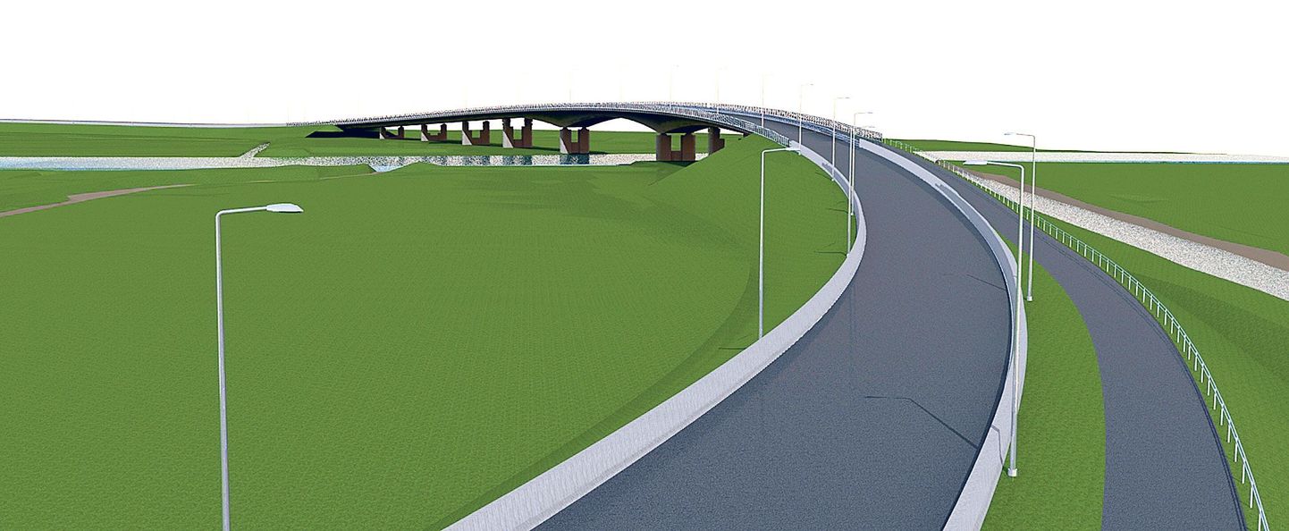 OÜ Tooner-Projekti koostatud 3D-visualiseering Ringtee sillast, silla põhiprojekti koostas Ehituse ja Tarkvara Inseneribüroo.