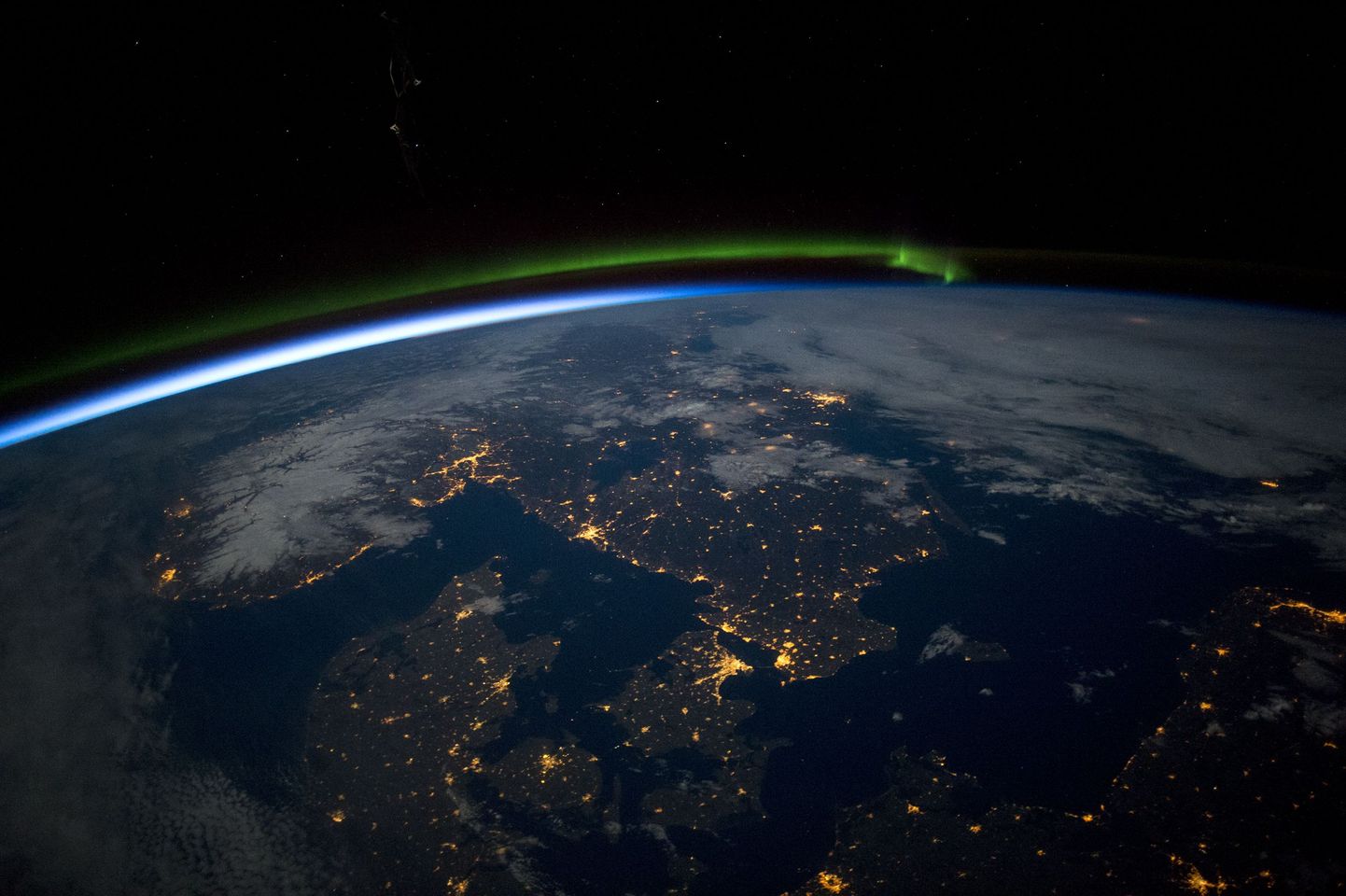 Selle foto Skandinaavia lõunaosast tegid ISSis viibivad astronaudid aprilli algul.