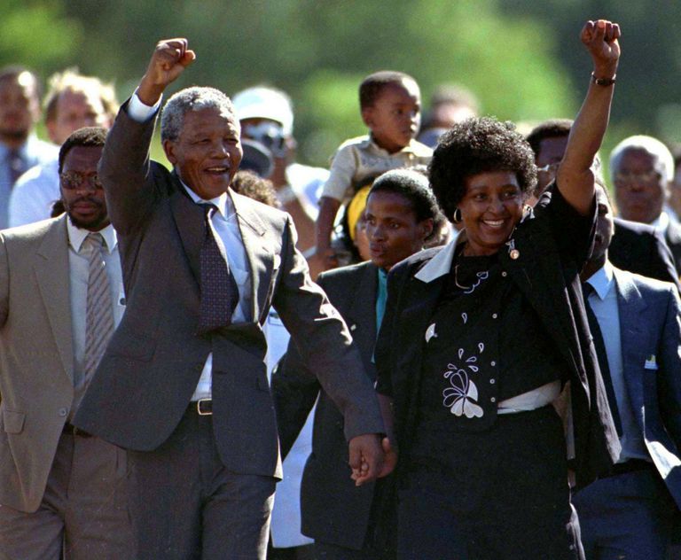 Nelson ja Winnie Mandela pärast mehe vabanemist vanglast 1990. aastal. Foto: Scanpix