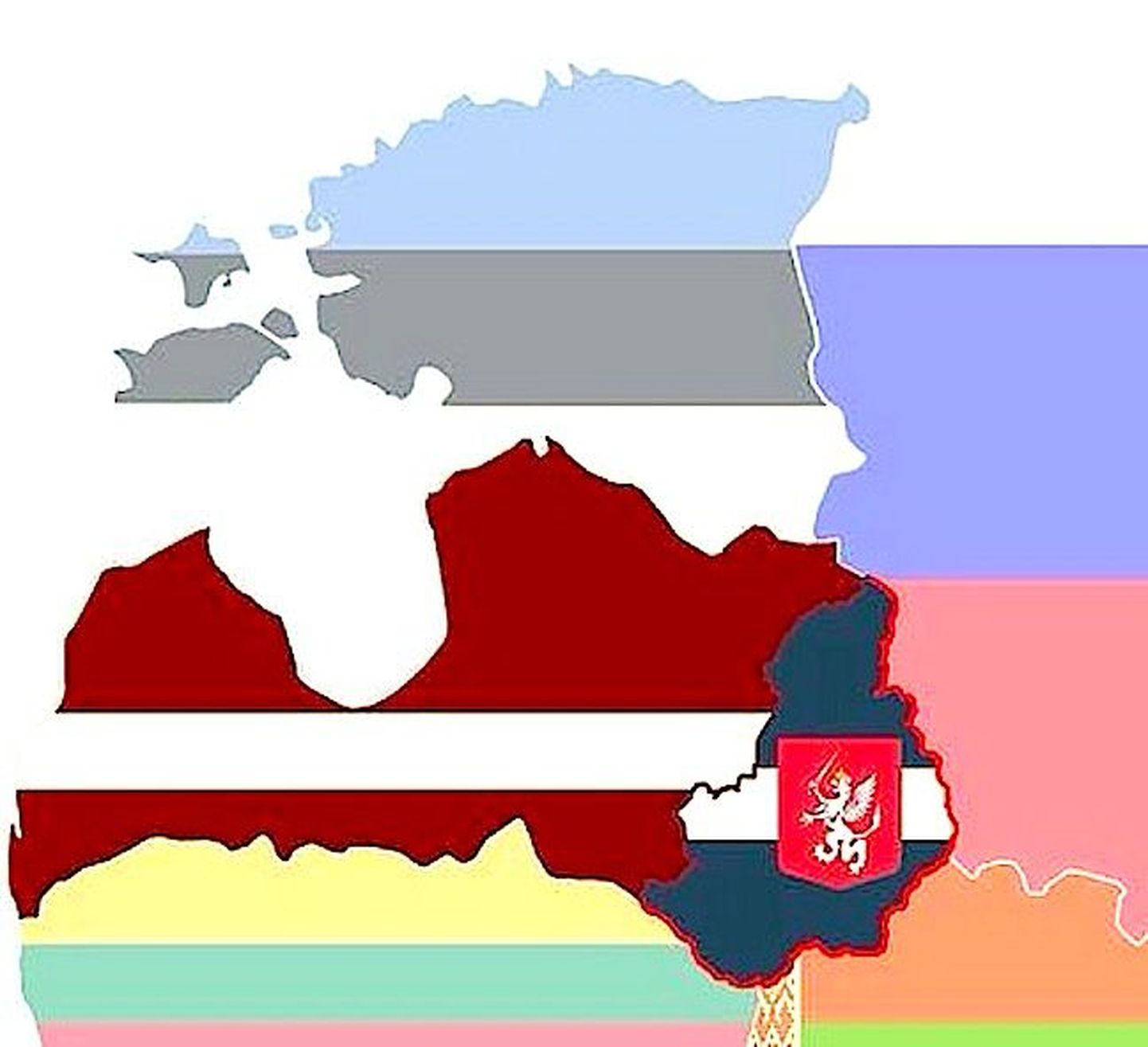 Kaart, millel kujutatakse Latgalet eraldi nn rahvavabariigina.