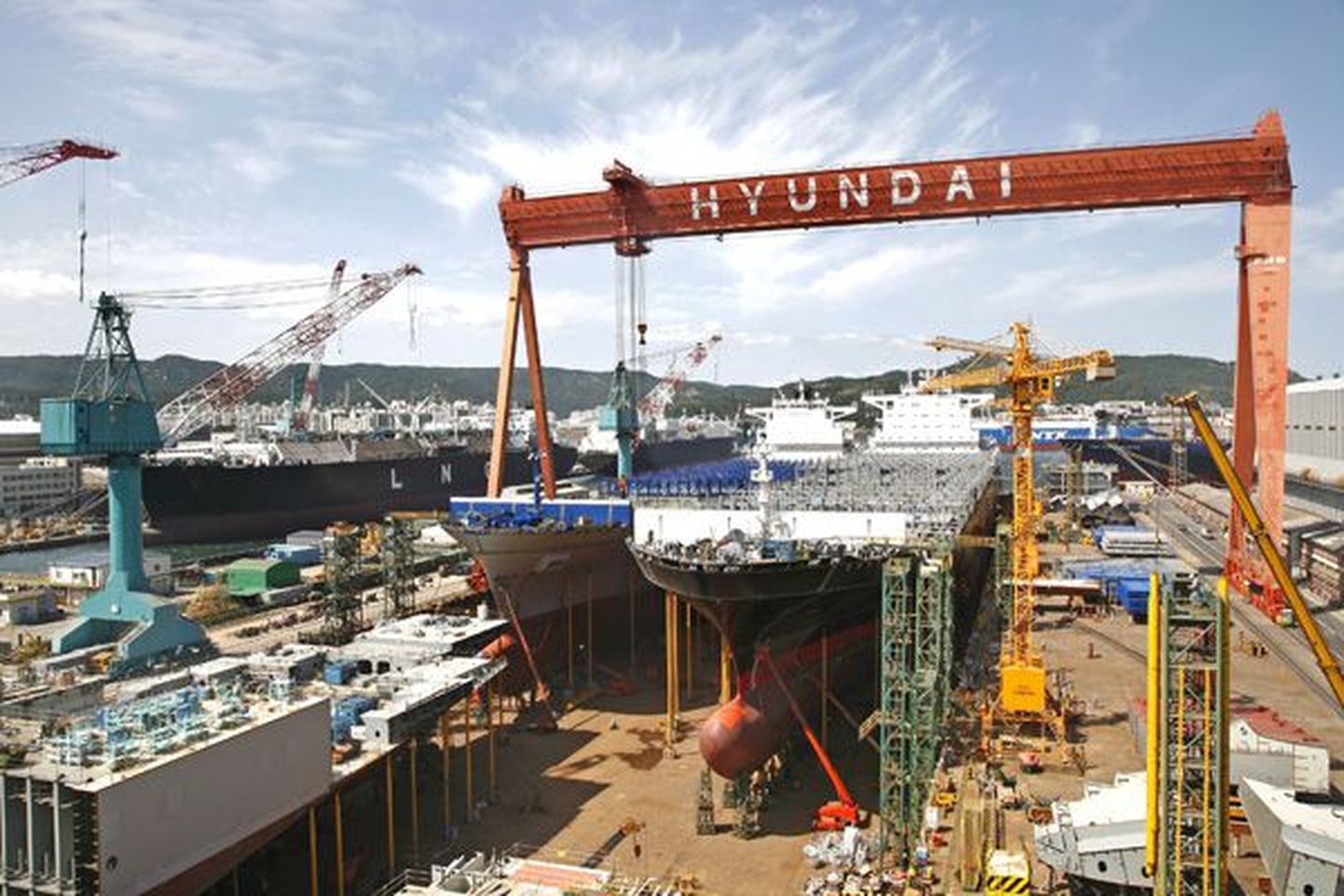 Hyundai dokid Ulsani linnas Koreas.