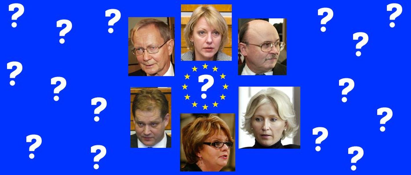 Postimees.ee ennustus viiks europarlamenti Siiri Oviiri, Vilja Savisaare, Kristiina Ojulandi, Igor Gräzini, Tunne Kelami ja Ivari Padari.