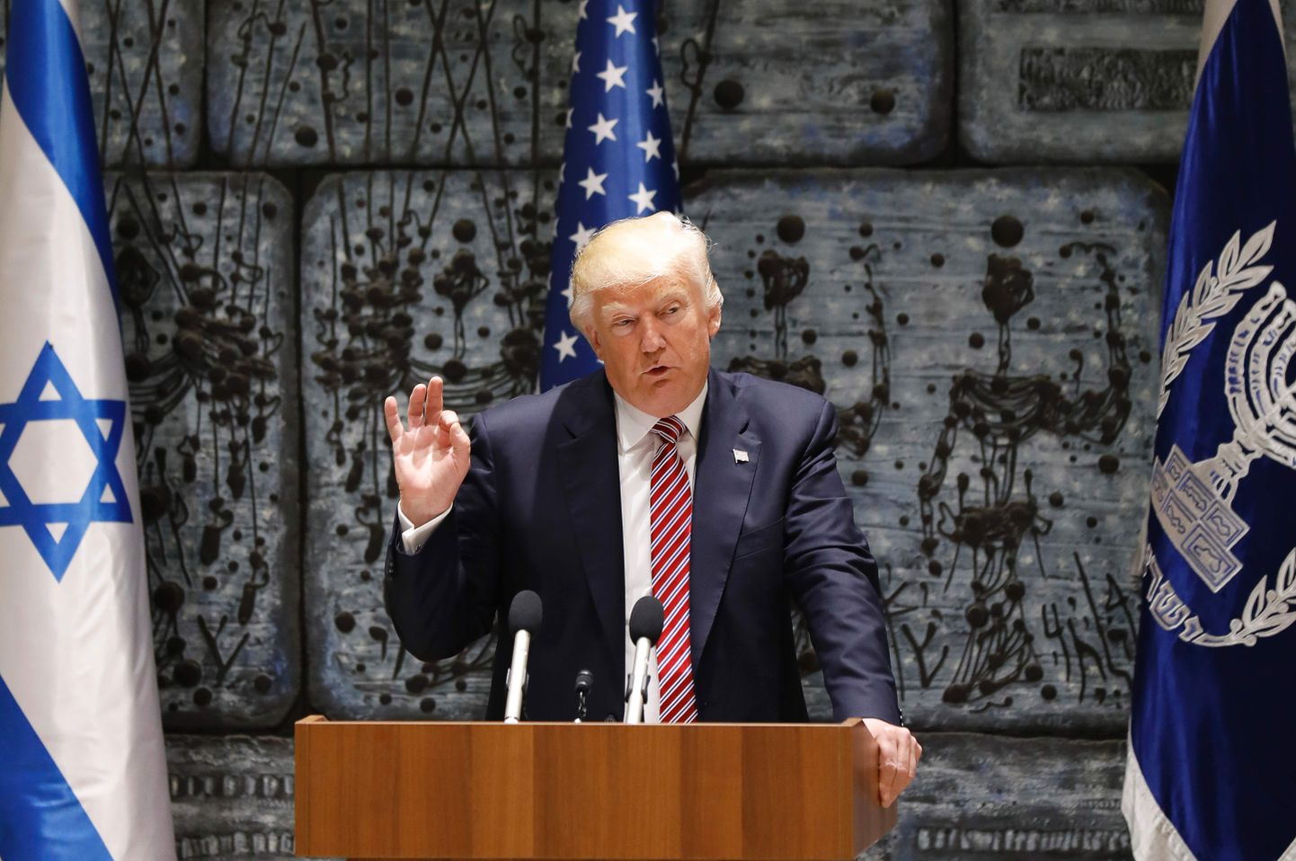 Donald Trump Jeruusalemmas kõnet pidamas.