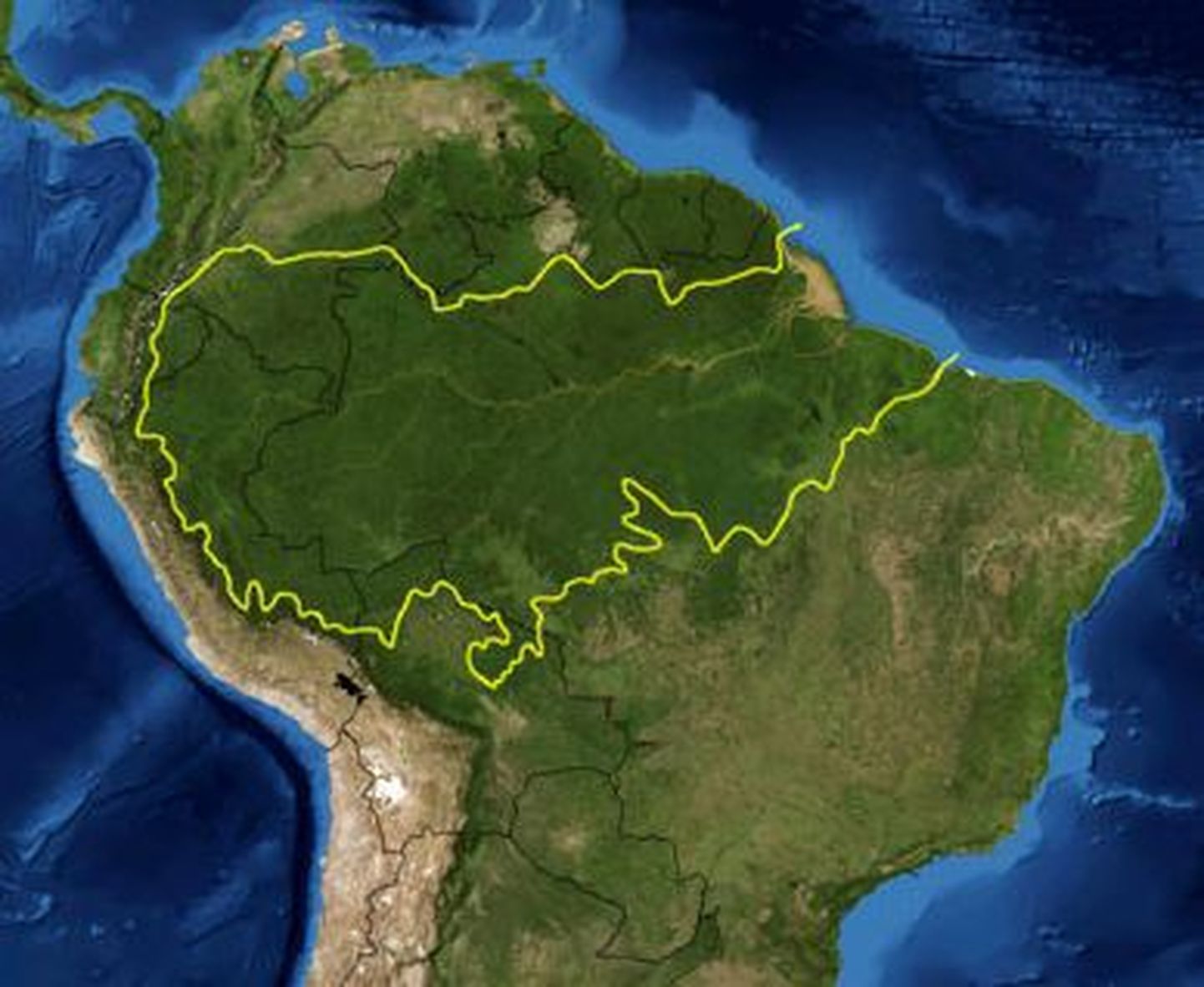 NASA satelliitfoto Amazonase jõgikonnast ja vihmametsadest