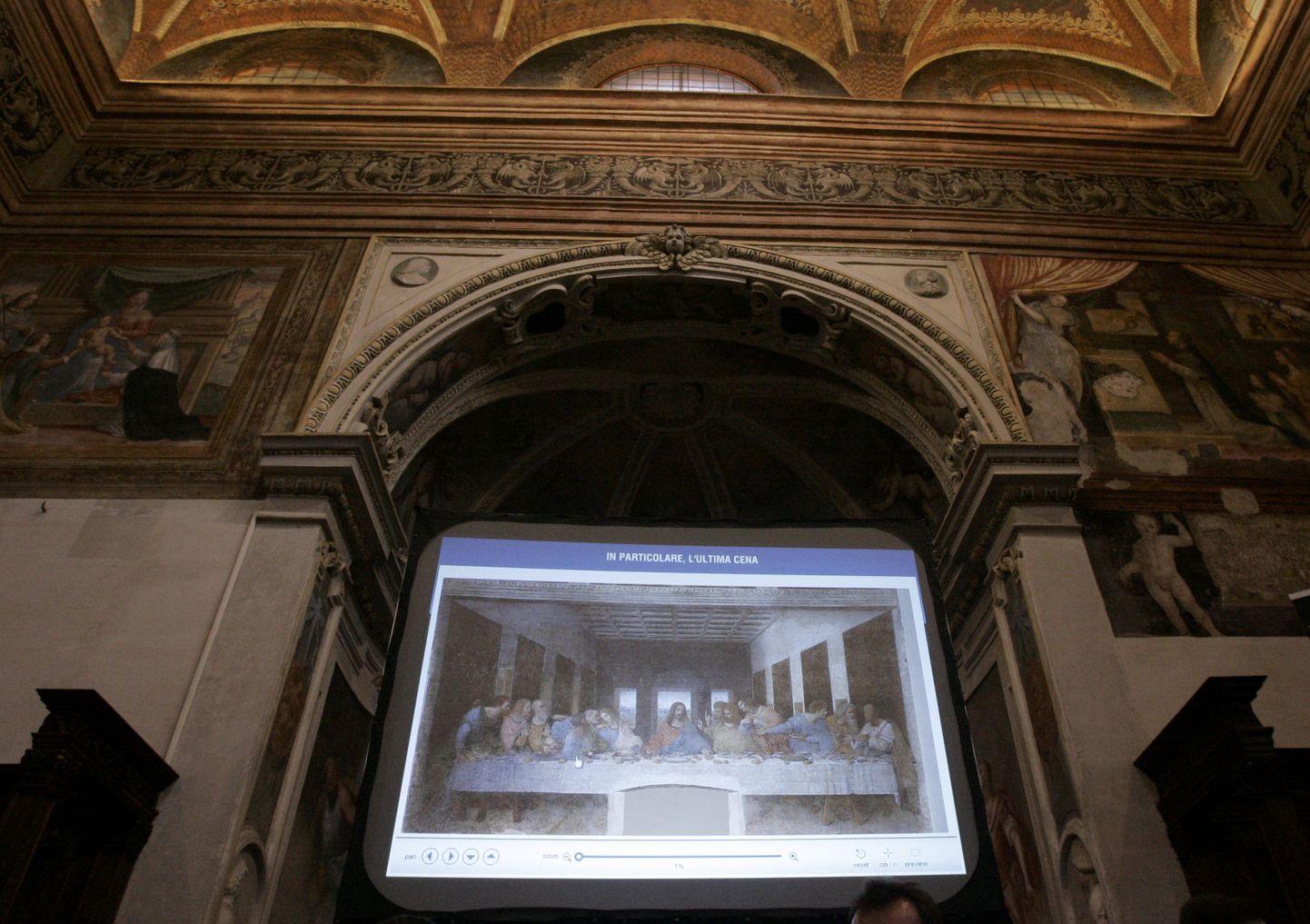 Leonardo Da Vinci «Püha õhtusöömaaeg» Milano Santa Maria delle Grazie kirikus asuval suurel ekraanil