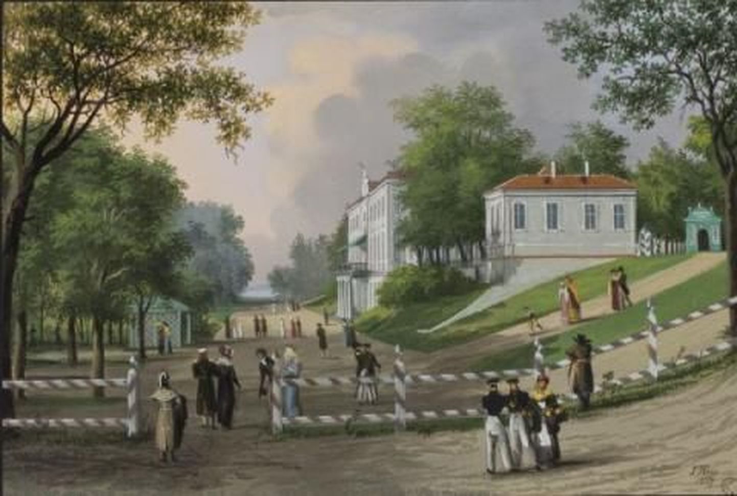 Таким Кадриоргский дворец изобразил Иоганн Хау в первой половине XIX века.