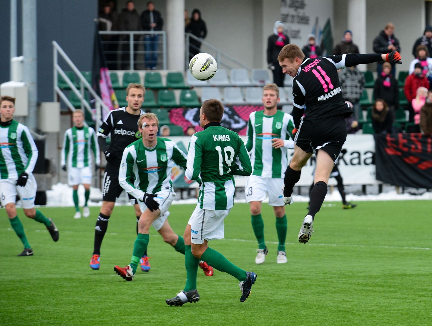 FC Flora (rohelises) alistas koduväljakul 1:0 Nõmme Kalju.