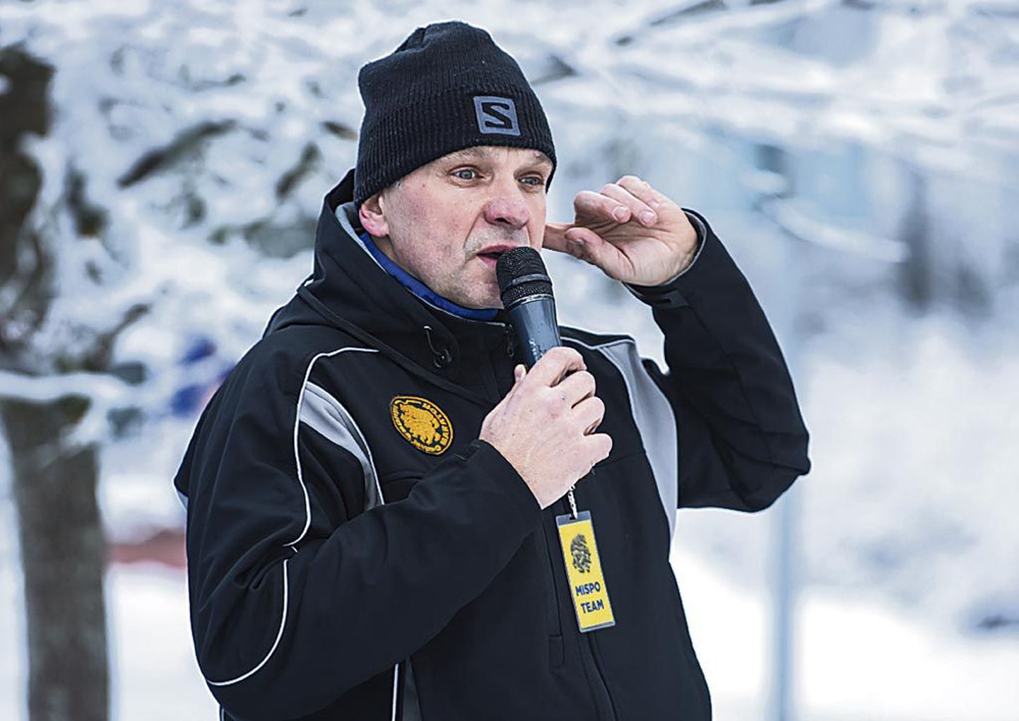 Joel Tints kõnelemas mullu detsembris kaheksandat korda toimunud Vändra talvisel maratonil.