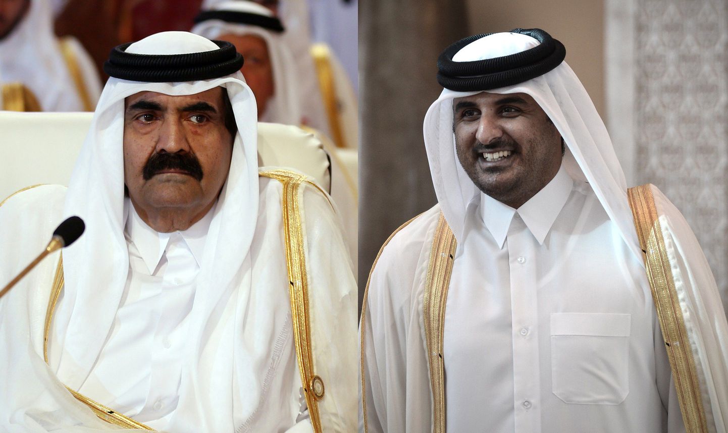 Katari emiir Hamad bin Khalifa al-Thani (vasakul) ja Katari kroonprints Tamim bin Hamad al-Thani