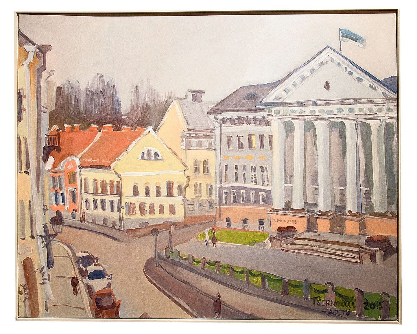 Näitusel «Muutuv Tartu neljas vaates» on teiste hulgas Nadežda Tšernobai maal, mille ta maalis Postimehe maja rõdult.