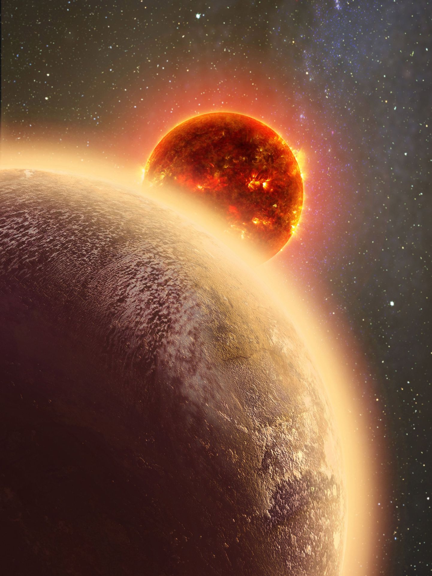 Kunstniku kujutis planeedist GJ 1132 b, mida peetakse nüüd esimeseks teadaolevaks paksu atmosfääriga eksoplaneediks.
