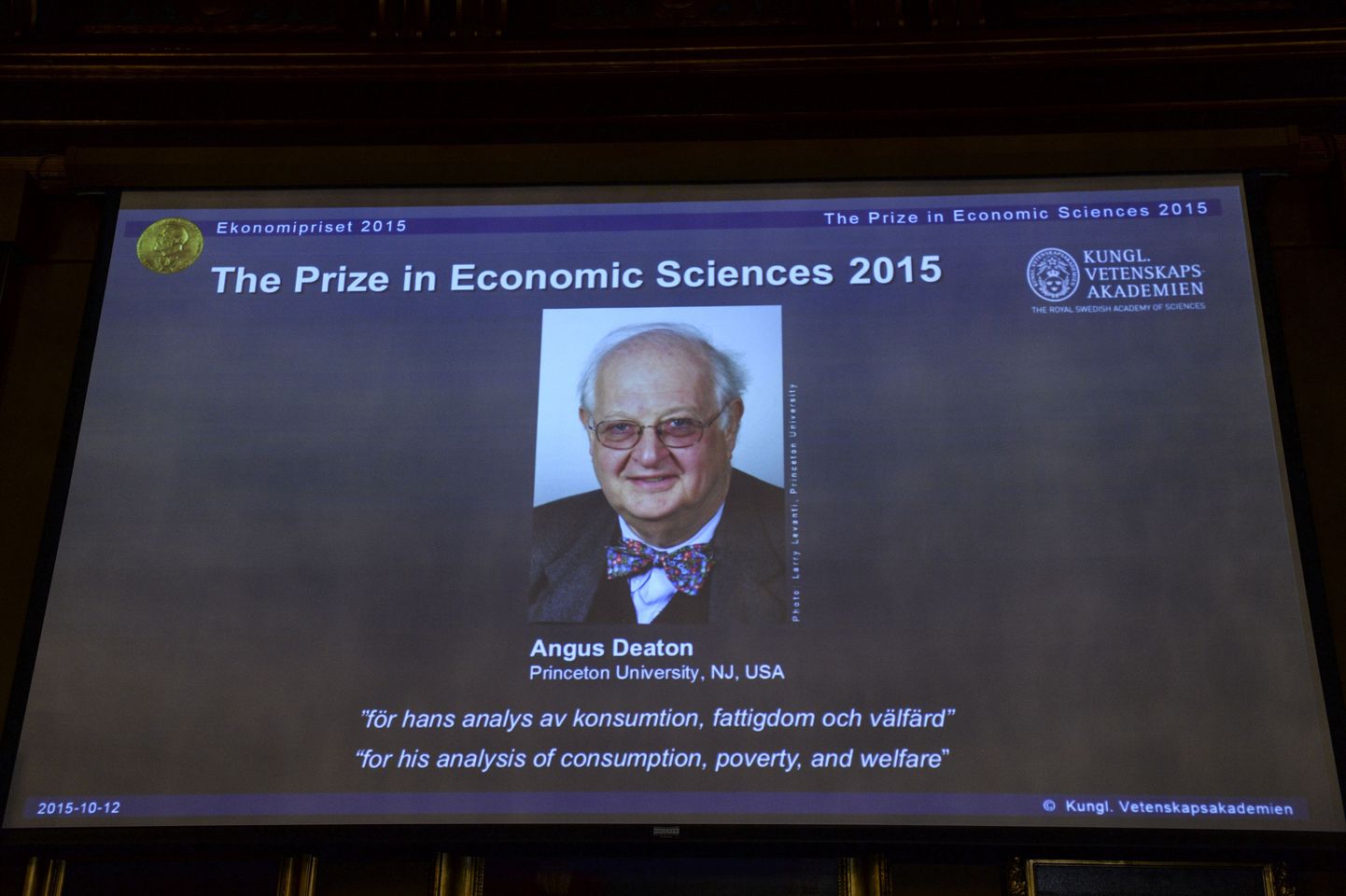 Лауреат Нобелевской премии по экономике 2015 Энгус Дитон.