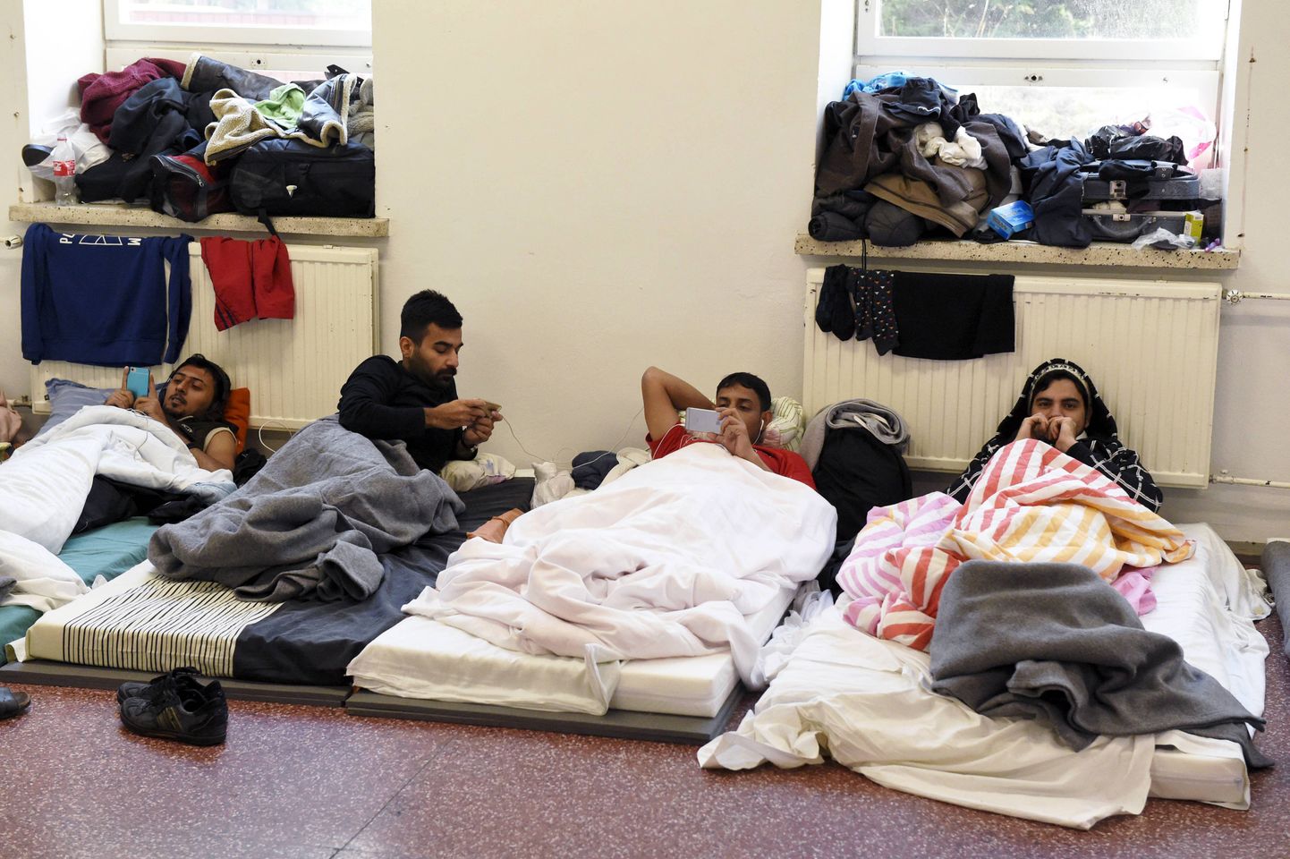 Iraagi asüülitaotlejad Hennala pagulaskeskuses Lahtis.