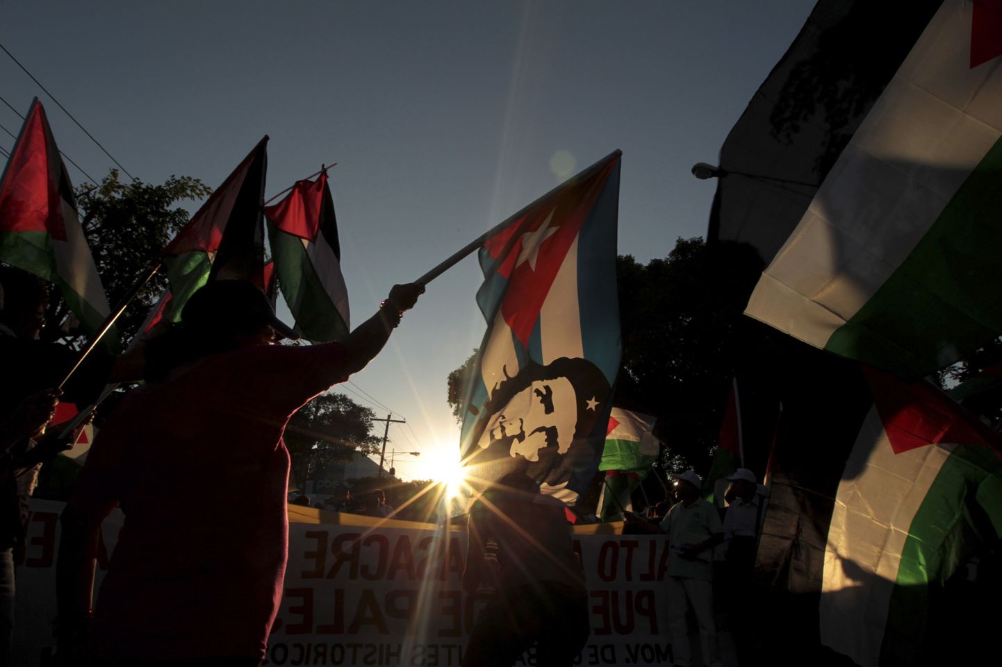 Palestiinameelsed aktivistid Nicaragua meeleavaldusel.