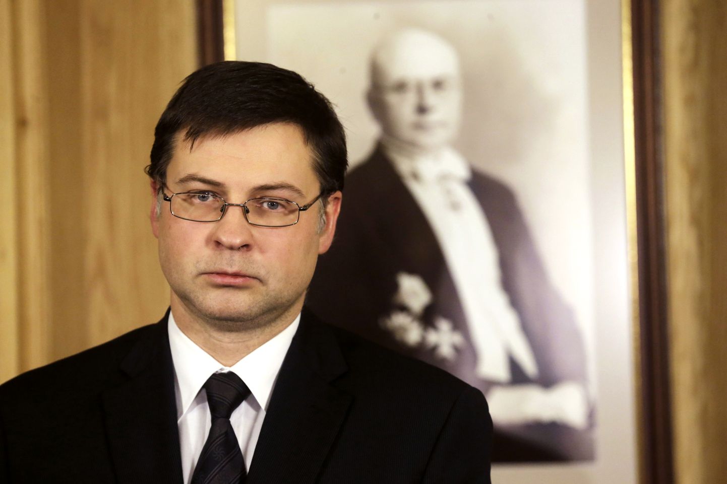 Läti peaminister Valdis Dombrovskis andis täna pärastlõunal pressikoverentsi.