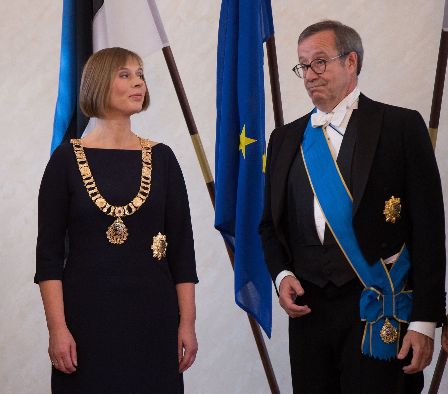 Toompea loss, Tallinn, 10.10.2016
Presidendivahetus. President Kersti Kaljulaidi ametisse nimetamise tseremoonia.
Pildil TOOMAS HENDRIK ILVES, KERSTI KALJULAID
FOTO: MIHKEL MARIPUU/POSTIMEES